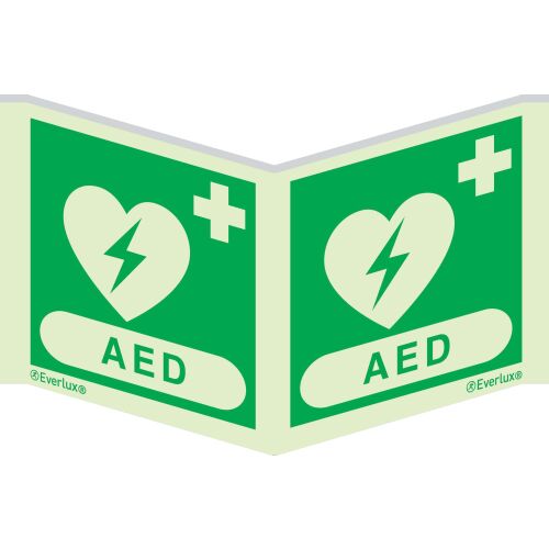 Rettungszeichen Symbole Winkelschild AED