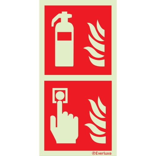 Brandschutzzeichen Feuerlöscher und Handalarmtaster Kombischild