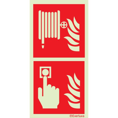 Brandschutzzeichen Löschschlauch und Handalarmtaster Kombischild