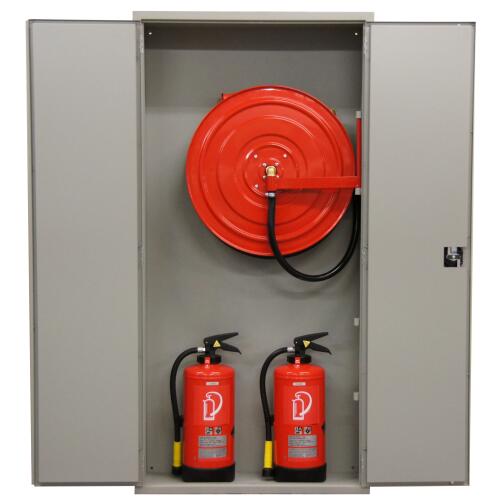 Löschposten mit Platz für 2 Feuerlöscher Aufputz 20 Meter Rot Ral 3000